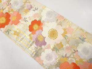 アンティーク　籠目に桜模様織り出し袋帯（材料）